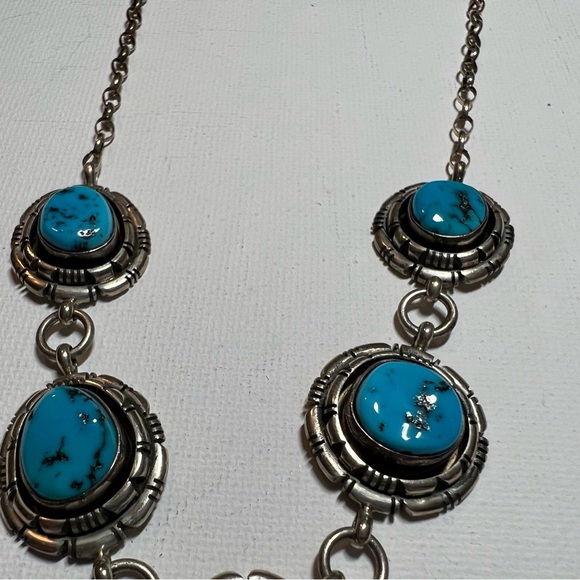 Vintage Native American Turquoise Necklace, Signed. - Picture 3 of 7